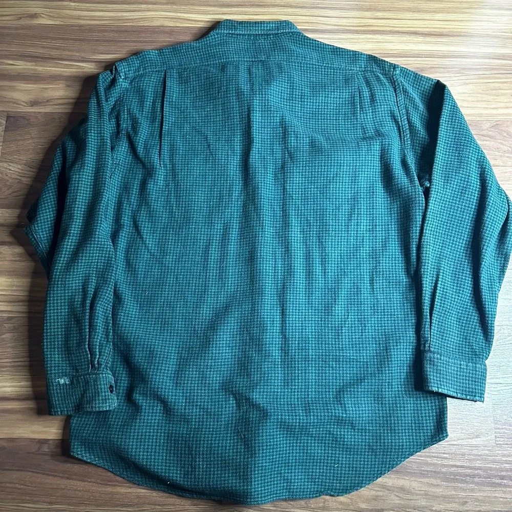 Vintage Polo Ralph Lauren Sierra Shirt Mens Large Green Herringbone Heavy Cotton
